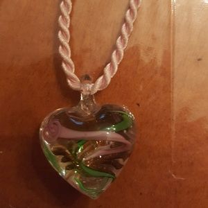 Blown  glass heart necklace